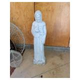 White Concrete St. Francis Statue, 25in Tall