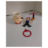 1980 Popeye Mug and Vintage Toy Lot