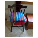 Wooden Chair with Cushion and Blanket