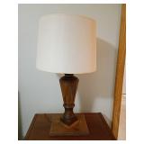 28" Wooden Table Lamp with White Shade