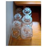 7 Clear Glass Kitchen Storage Jars