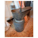 Vintage Metal Ash Bucket and Coal Scuttle Set