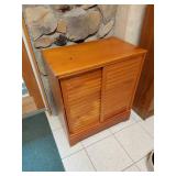 Wooden Cabinet with Sliding Louvered Doors