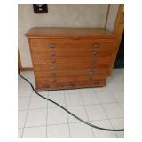 Large Oak Map or Blueprint Flat File Cabinet