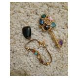 Jewelry Group: Key Brooch, Pendant, Bracelet