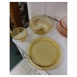 Yellow Depression Glass Serving Set