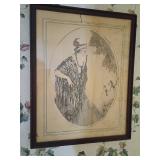 Framed Portrait Print, Woman in Hat, 15 x 19 in