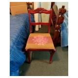Vintage Wood Chair With Needlepoint Seat
