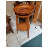 Round Wooden Stand with Large Removable Bowl