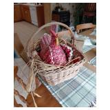 Decorative Chicken Basket with Fabric Hen
