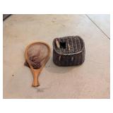 Fishing Creel, Wooden Net, and Tackle Set
