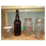 Glass Storage Jars and Bottle Lot