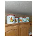 Decoware Vintage Tin Canister Set with Produce Mot