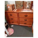 Vintage 6 Drawer Dresser, 54in Wide Wood Finish