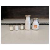 5 Miniature Glass Dairy Bottles