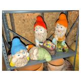 Four Painted Garden Gnome Figures
