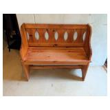 Wooden Bench with Backrest, 37x15x32 Inches