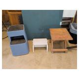 Two Stools and Small Folding Table Lot