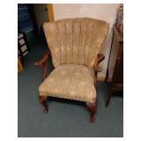 Vintage Floral Upholstered Wood Armchair