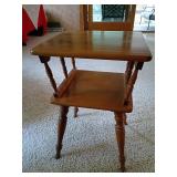 Wood Side Table with Two Tiers, 16x16x24 Inches