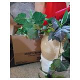 Box Lot: Artificial Plants, Pottery, and Decor