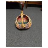 Handwoven Multi-Color Wicker Basket with Handle