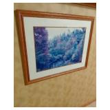 Signed 39x31in Framed Forest Scene Photo