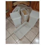 6 Tall Plastic Canisters with Lids