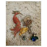 Bird and Insect Costume Brooches