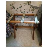 Wood Folding Luggage Rack with Straps