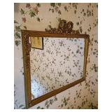 Ornate Gold Mirror with Floral Crest 29 x 24