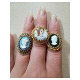 Three Cameo and Portrait Rings