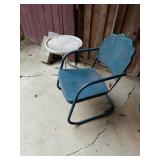 Vintage Metal Patio Chair and Side Table
