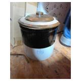 Stoneware Crock With Lid and Blue Makerï¿½s Mark