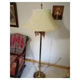 Brass Floor Lamp With Fabric Shade, 63 Inches