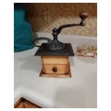 Antique Wood and Cast Iron Coffee Grinder