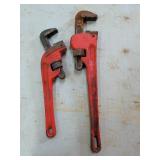 Pittsburgh Pipe Wrench Pair 14in & 18in Red
