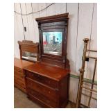 Antique Dresser with Tall Mirror Set