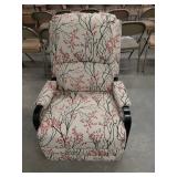 Floral Upholstered Recliner Chair with Wood Arms