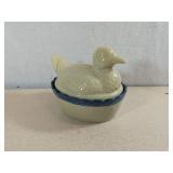 Ceramic Duck on a Nest Covered Dish, 9in Tall