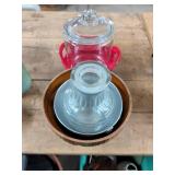 Lot: Glass Jar, Bowls, Vase, Baking Dish