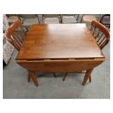 Wood Drop Leaf Table With 2 Chairs, Malaysia