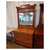 Wood Dresser With Mirror Set