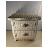 Wicker Two-Drawer Nightstand with 2 Wood Drawers