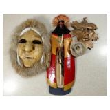 3 Masks: Native, Leaf Face, Beaded