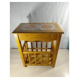 Side Table With Tile Top and Magazine Rack