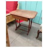 Antique Wood Side Table with Drawer