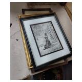 3 Framed Artworks: Cat, Boats, Seascape