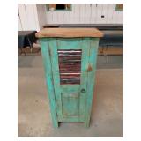 Rustic Painted Wood Cabinet With Slatted Door