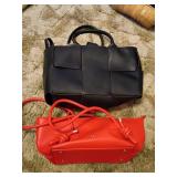 2 Handbags Red and Black Faux Leather